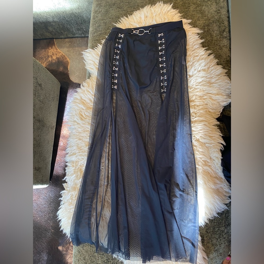 Elegant Black Sheer Overlay Skirt